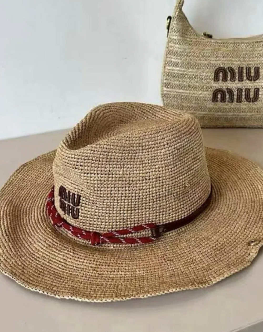 Miu Miu Summer Straw Hat Embroidered Logo - Picture 3 of 5